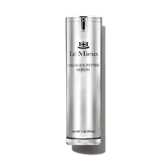 Collagen Peptide Serum in a Silver Cylinder Bottle with Serum Dipensing Top