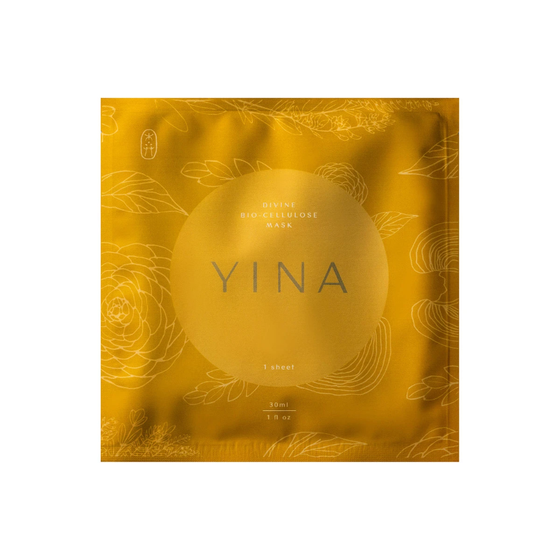 Divine BioCellulose Sheet Mask in Square Gold Mylar Packaging