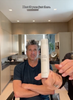 Still Image from TikTok Video Showing Jillian Dempsey Using Anti-Aging Saging Mist on Patrick Dempsey.