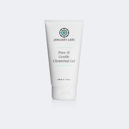 Pure and Gentle Cleansing Gel in a white tube with a flip top cap.