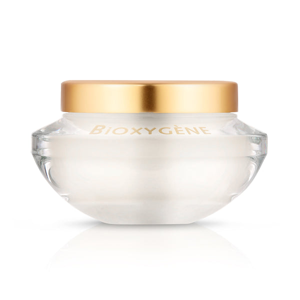 Crème BiOxygène in a Clear Glass Jar with Gold Lid