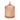 The Perfect Blend of Fig Candle in peach tinted diamond patterned glass with lid.