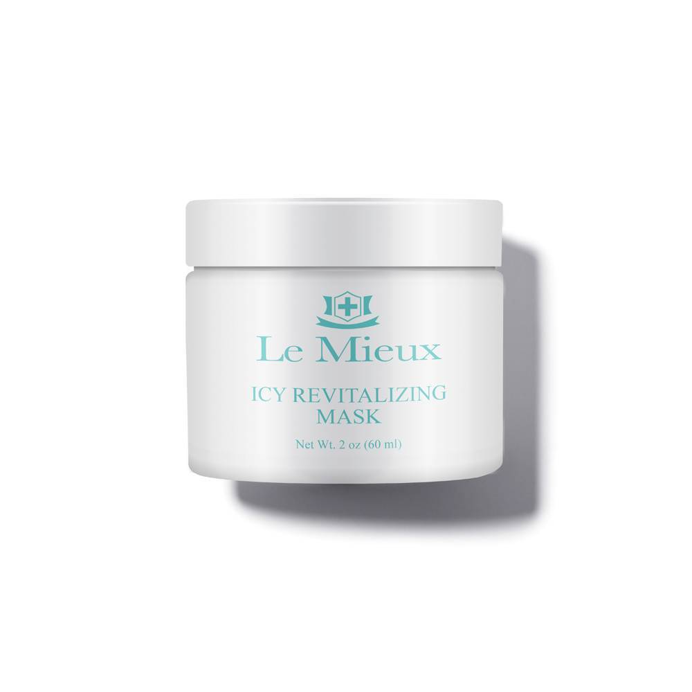 Icy Revitalizing Mask in a white tub with twist off lid.