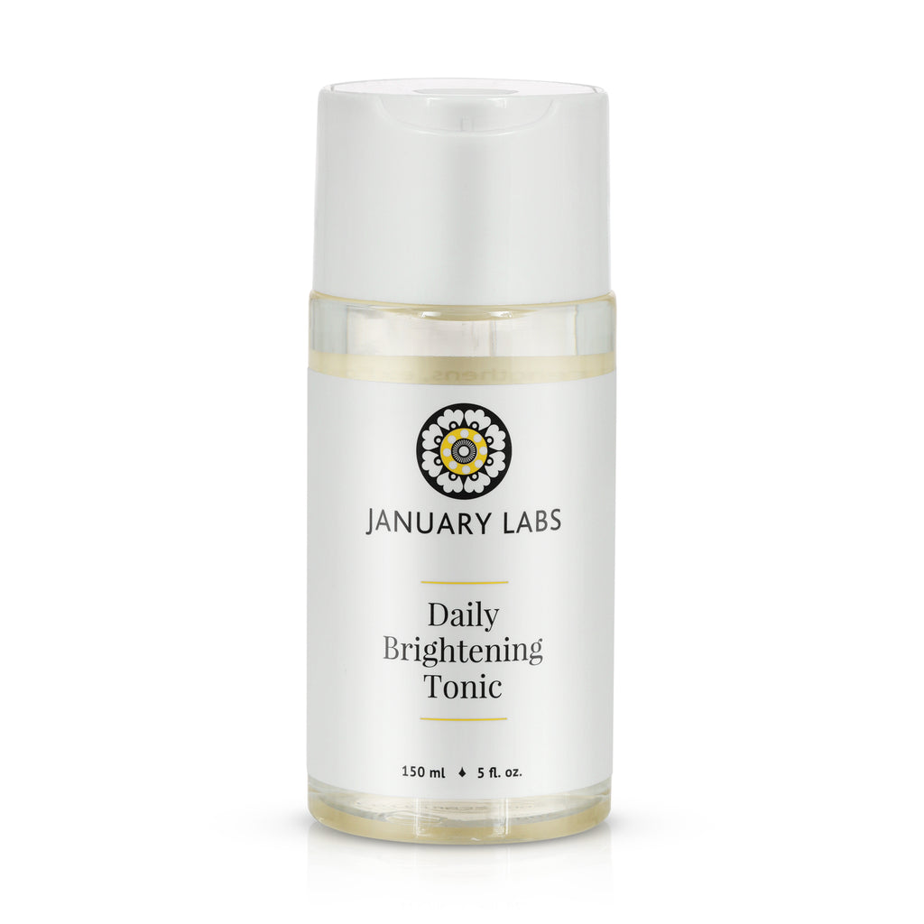 Daily Brightening Tonic in a Clear Plastic Bottle with a White Disc Top Cap