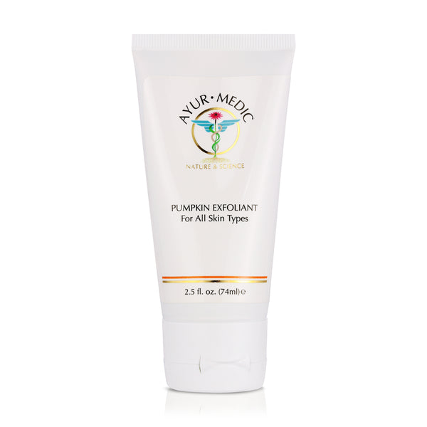 Pumpkin Exfoliant in white tube packaging with flip top cap.