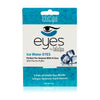 Ice Water Eyes Mask Inside Paper Packaging. Packaging is blue and white with an image of ice cubes.